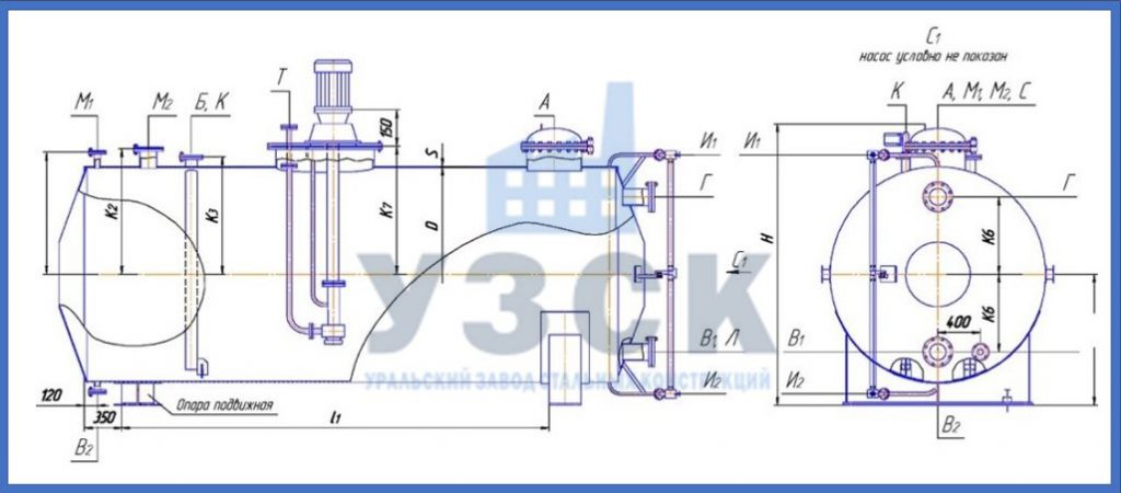 Чертеж емкости ГКК в Благовещенске